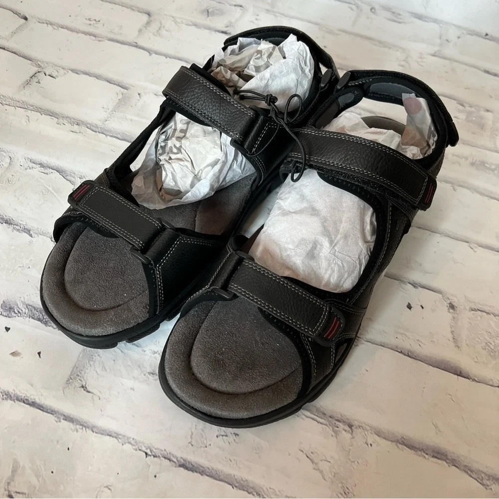 NWT Weatherproof Cameron adjustable black walking sport sandals size 13